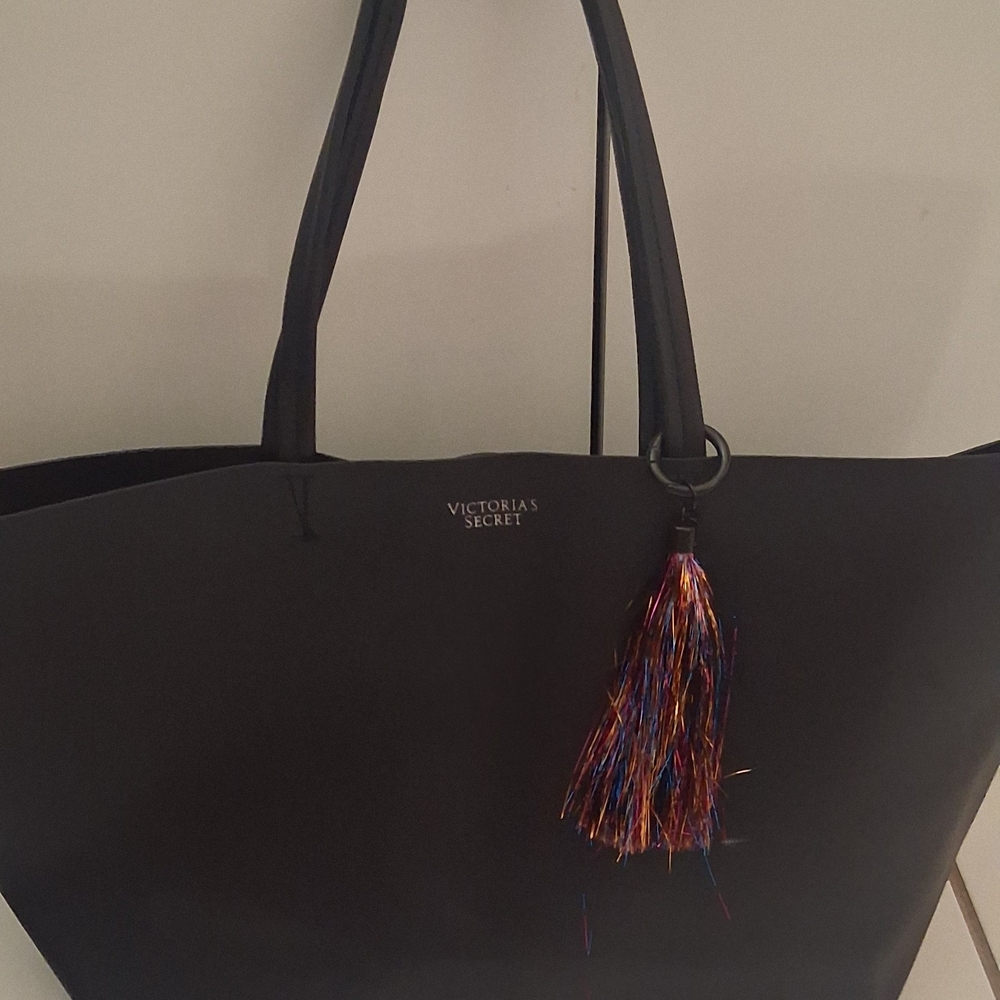 Victoria's Secret Black Tote with Multicolor Tassel
